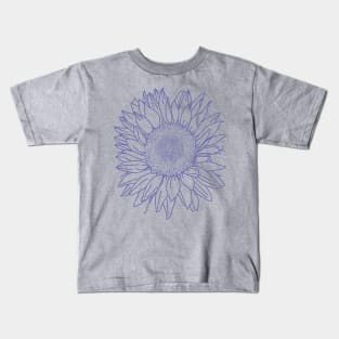 Very Peri Periwinkle Blue Sunflower Floral Line Drawing Kids T-Shirt